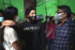 Allu Arha movie, Allu Arha movie, allu arjun pays a surprise visit for his daughter, Gunasekhar