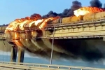 Crimea bridge, Crimea bridge updates, huge explosion on crimea bridge that connects russia, Fire accident