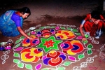 how to make rangoli colours with rice, simple rangoli, spiritual and cultural significance of making rangoli outside the house, Rangoli