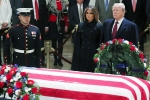 president, Trump, trumps pay last respect to late president bush at u s capitol, John mccain